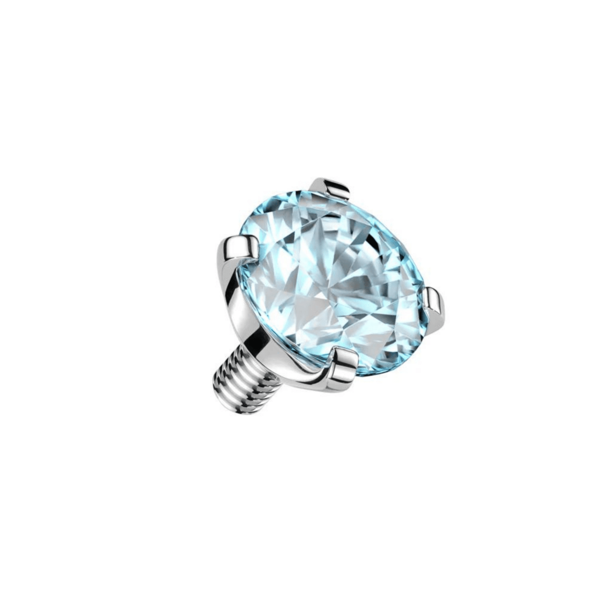 CZ Aqua Prong Set Round Titanium Internally Threaded Top - SkinKandy | Body Jewellery & Piercing Online Australia