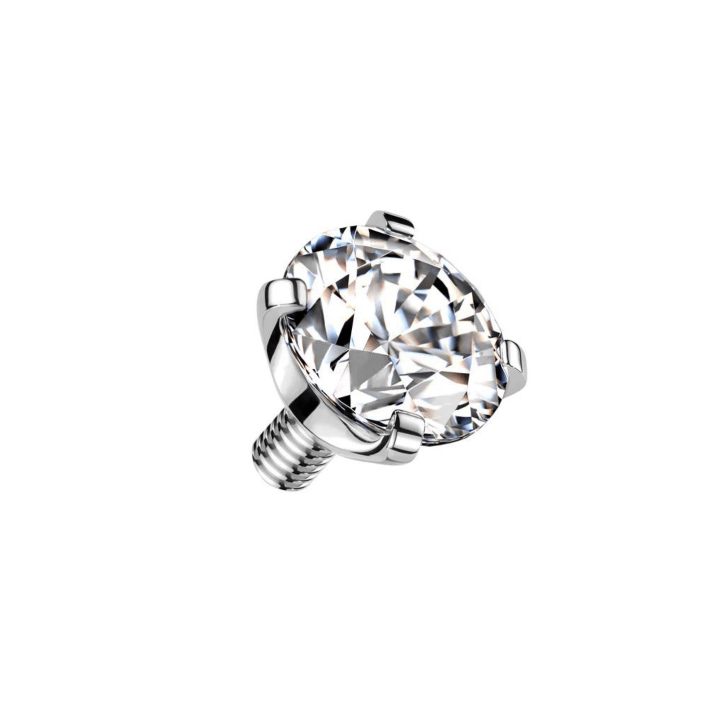 CZ Clear Prong Set Round Titanium Internally Threaded Top 3mm - SkinKandy | Body Jewellery & Piercing Online Australia