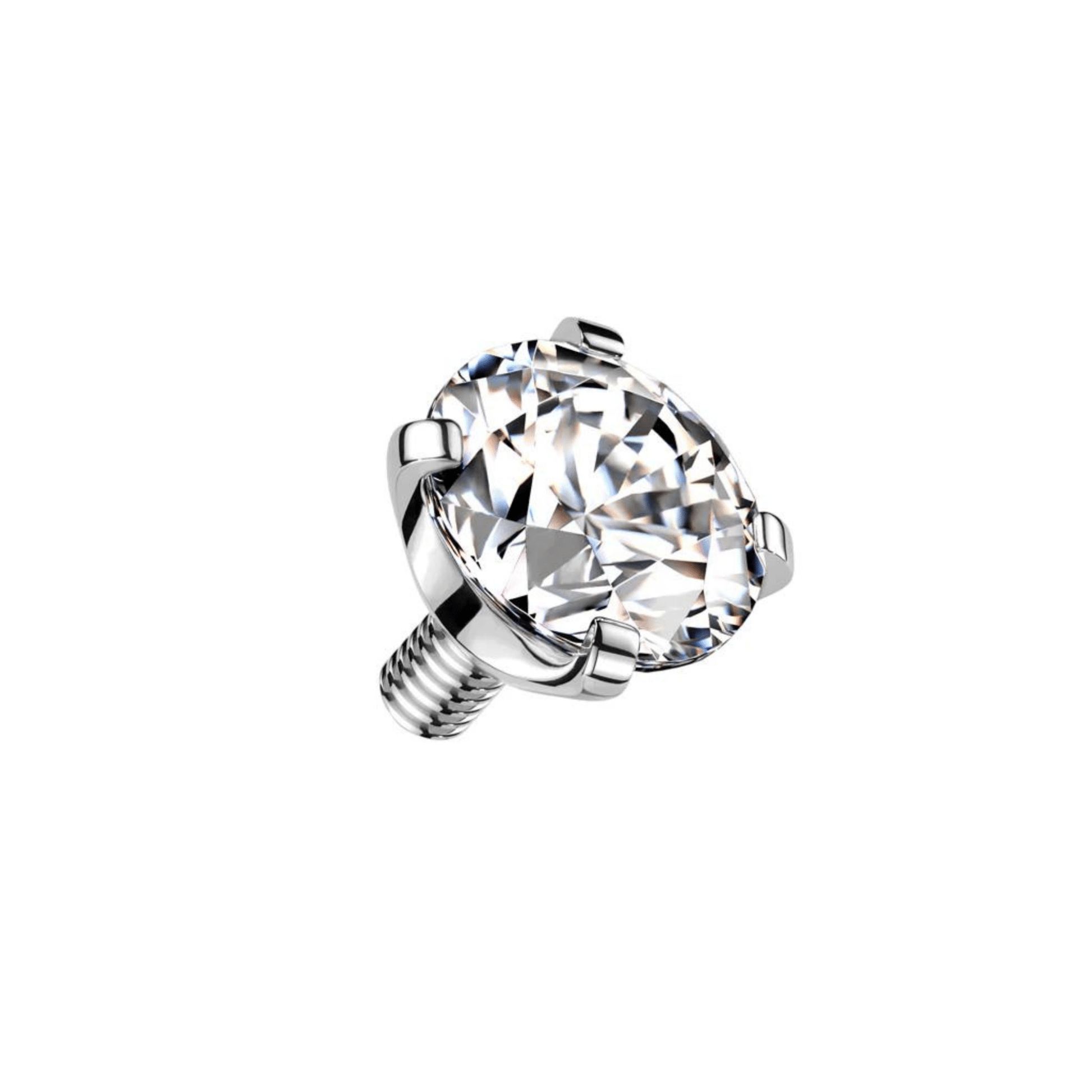 CZ Clear Prong Set Round Titanium Internally Threaded Top 3mm - SkinKandy | Body Jewellery & Piercing Online Australia