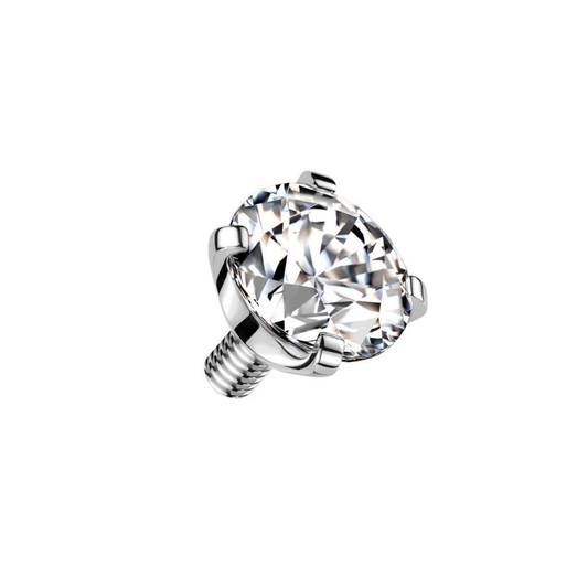 CZ Clear Prong Set Round Titanium Internally Threaded Top 3mm - SkinKandy | Body Jewellery & Piercing Online Australia
