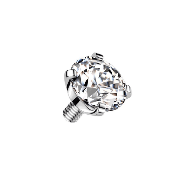 CZ Clear Prong Set Round Titanium Internally Threaded Top 3mm