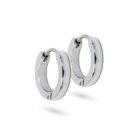 Edged Huggie Hoop Earrings - Steel - SkinKandy | Body Jewellery & Piercing