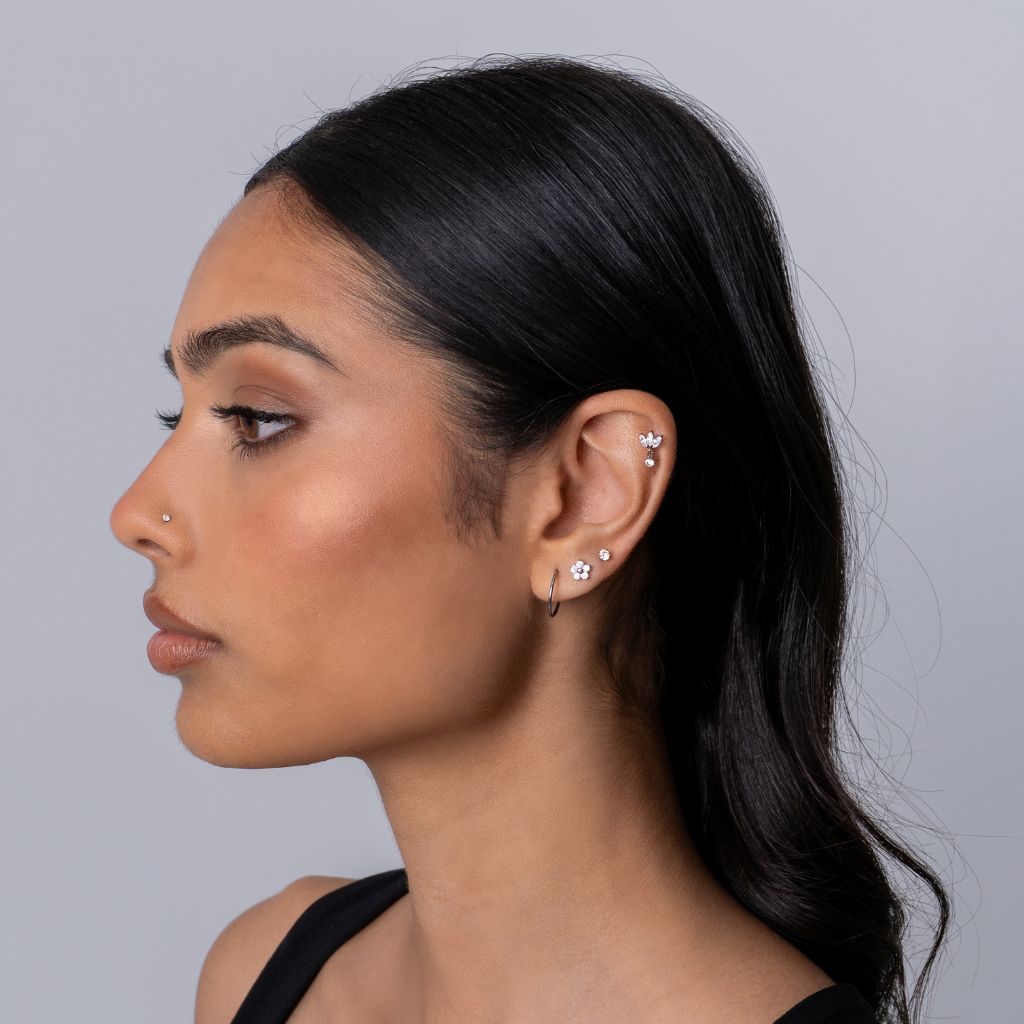 Titanium Internally Threaded Marquise Dangle Square Cubic Zirconia Flashback