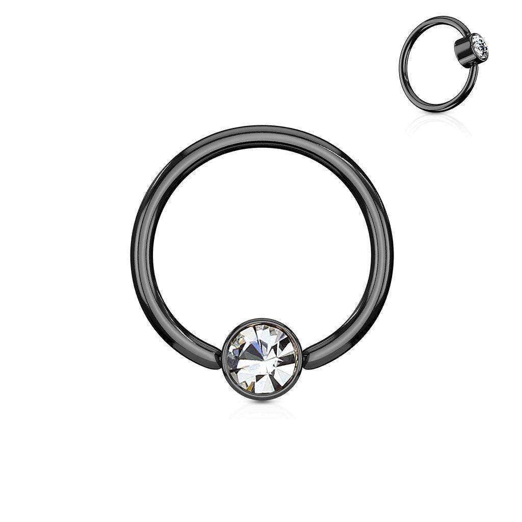 Flat Round Gem Steel Ball Closure Ring - SkinKandy | Body Jewellery & Piercing Online Australia