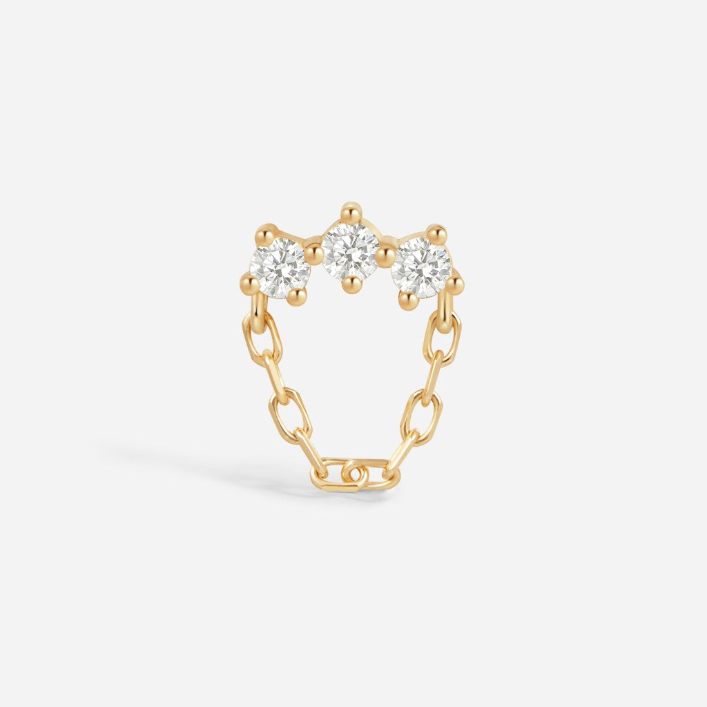 14K gold guided internally threaded top with a marquise cubic zirconia chain design.
