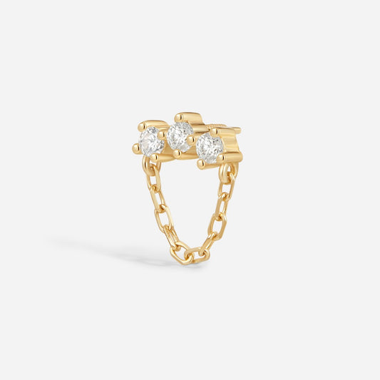 14K gold guided internally threaded top with a marquise cubic zirconia chain design.

