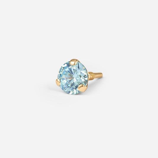 14K Solid Gold Guided Internally Threaded Claw Set Round Cubic Zirconia Piercing Top - SkinKandy | Body Jewellery & Piercing