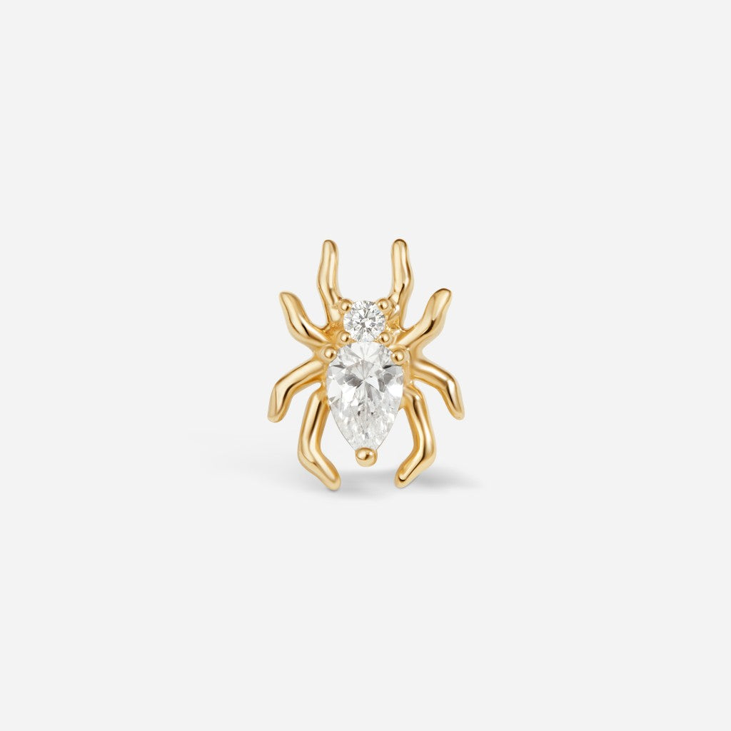 14K gold guided internally threaded spider top with clear cubic zirconia detail.
