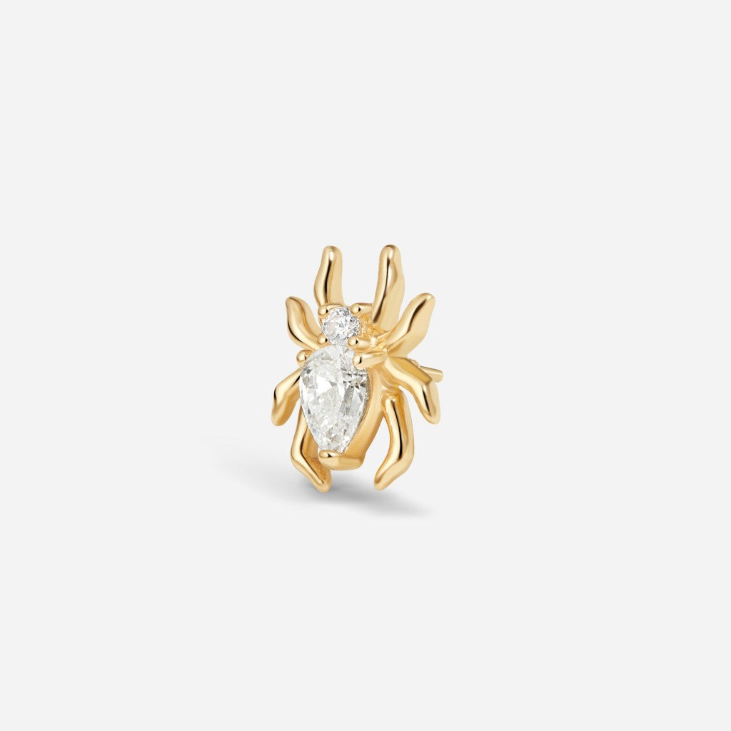 14K gold guided internally threaded spider top with clear cubic zirconia detail.
