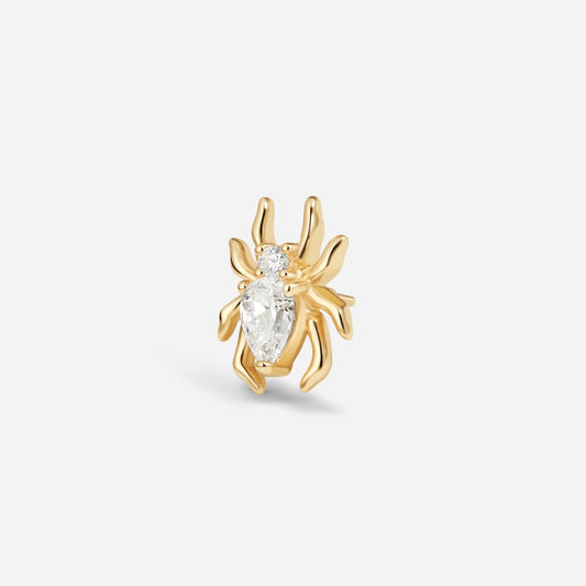 14K gold guided internally threaded spider top with clear cubic zirconia detail.

