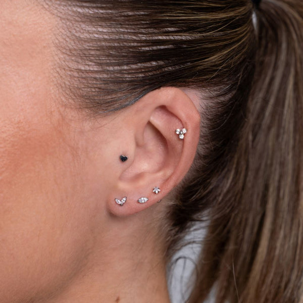 Titanium Guided Internally Threaded Tris Ball Cubic Zirconia Top