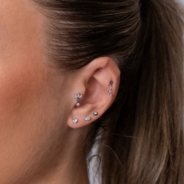Titanium Guided Internally Threaded Tris Marquis Dangle Cubic Zirconia Top
