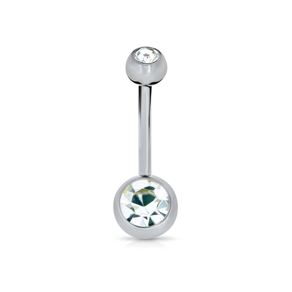 Implant Grade Titanium Internally Threaded Cubic Zirconia Belly Bar