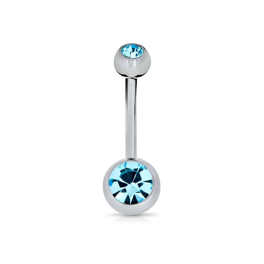 Titanium Internally Threaded Cubic Zirconia Belly Bar - SkinKandy | Body Jewellery & Piercing Online Australia