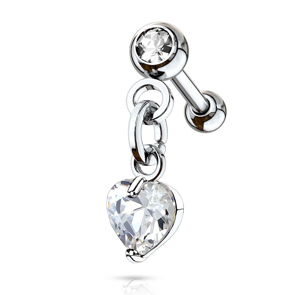 Heart Dangle CZ Labret - SkinKandy | Body Jewellery & Piercing Online Australia