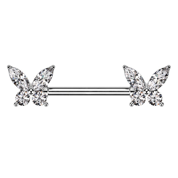Butterfly CZ Nipple Barbell
