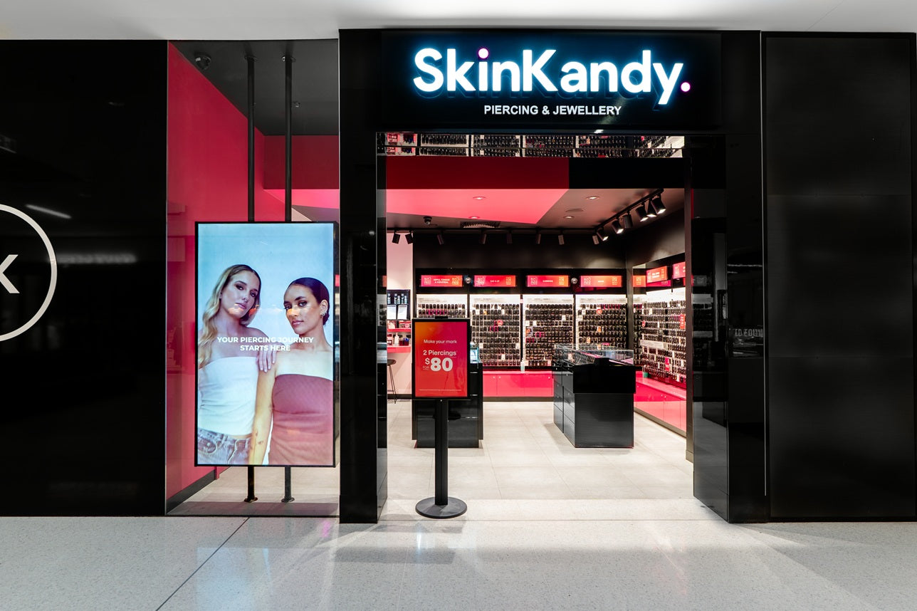 Storefront of SkinKandy piercing and jewellery store.