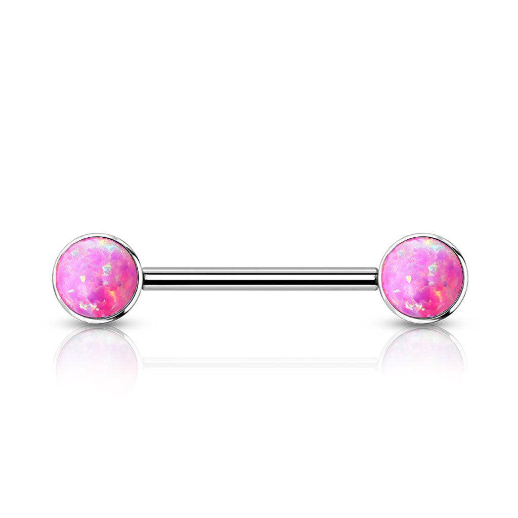 Opal Nipple Bar Internally Threaded (Titanium) - SkinKandy | Body Jewellery & Piercing Online Australia
