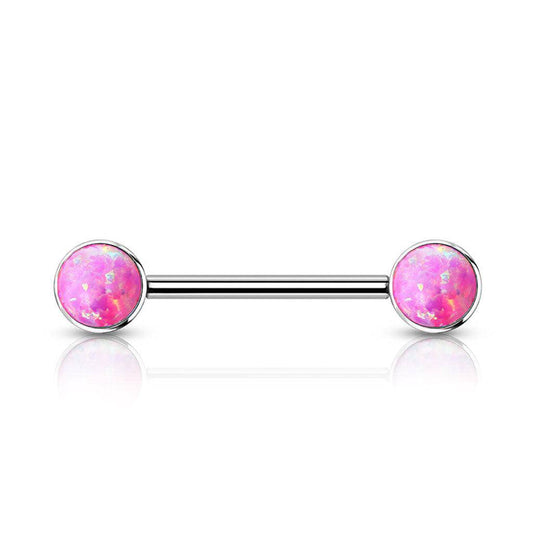 Opal Nipple Bar Internally Threaded (Titanium) - SkinKandy | Body Jewellery & Piercing Online Australia