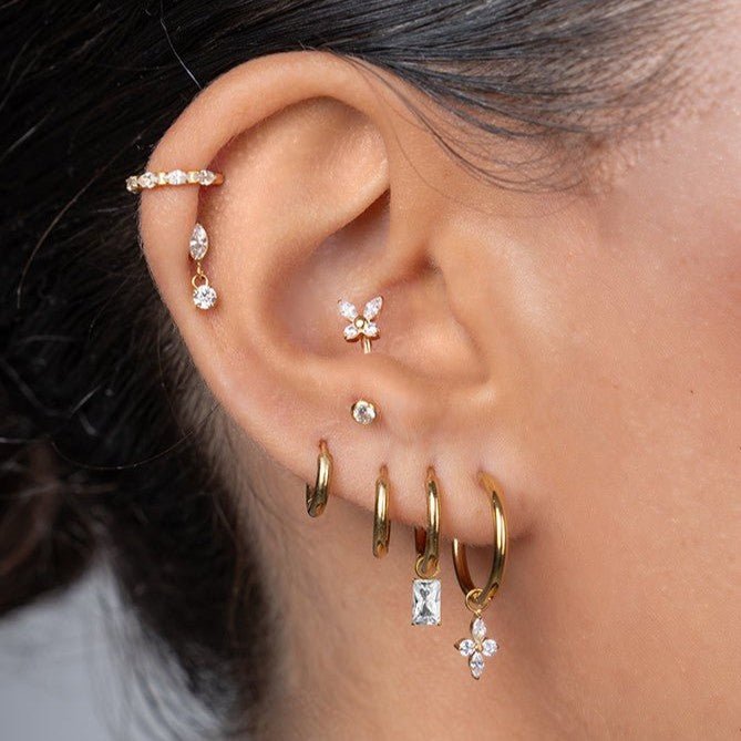 Titanium Rectangle Cubic Zirconia Charm - SkinKandy | Body Jewellery & Piercing Online Australia