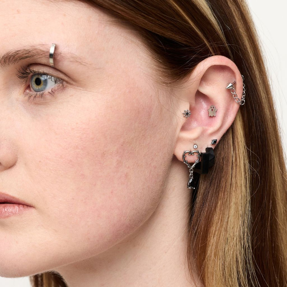 Implant Grade Titanium Internally Threaded Spooky Ghost Flatback - SkinKandy | Body Jewellery & Piercing