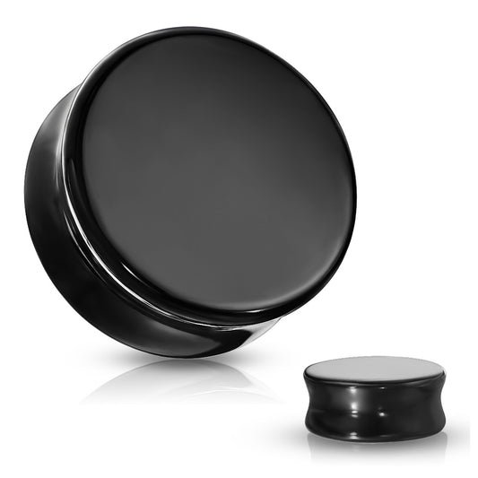 Black Obsidian Natural Stone Double Flared Plug - SkinKandy | Body Jewellery & Piercing Online Australia