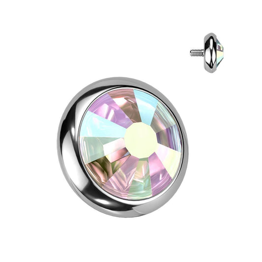Titanium Internally Threaded Top CZ Flat Bezel - SkinKandy | Body Jewellery & Piercing Online Australia