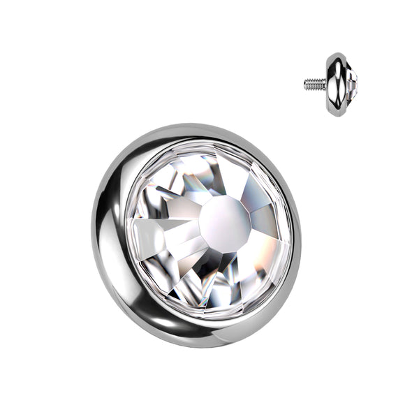 Titanium Internally Threaded Top CZ Flat Bezel Piercing