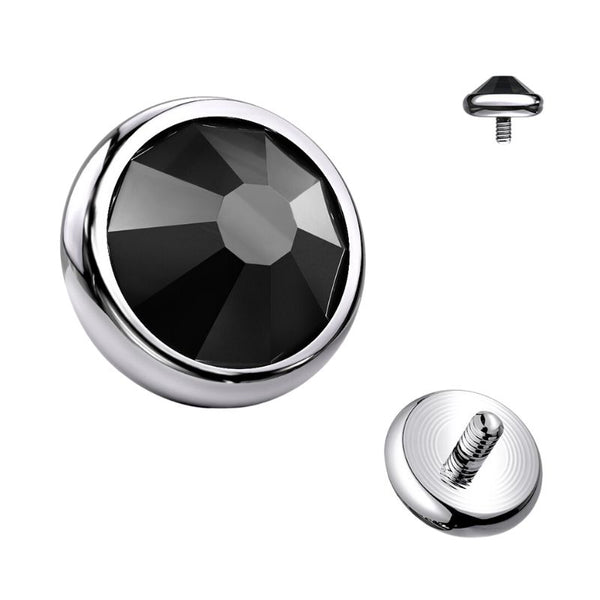 Titanium Internally Threaded Top with CZ Bezel Black Gem