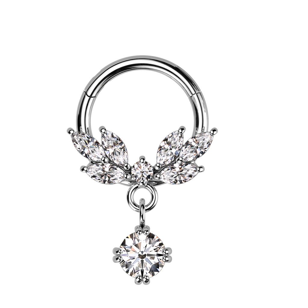 Vine Dangle CZ Segment Ring - SkinKandy | Body Jewellery & Piercing Online Australia