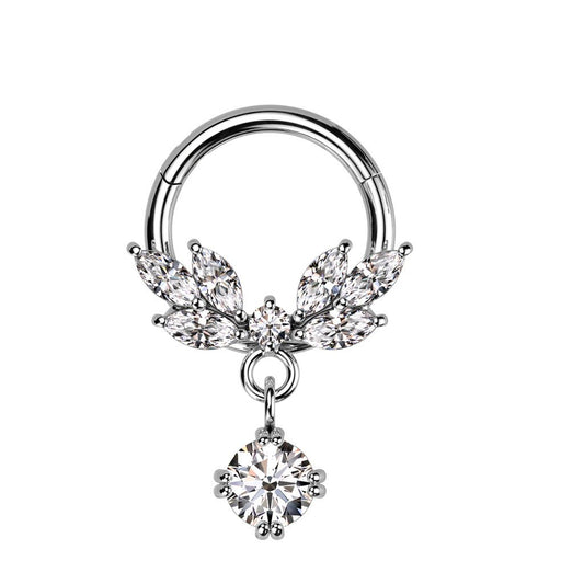 Vine Dangle CZ Segment Ring - SkinKandy | Body Jewellery & Piercing Online Australia