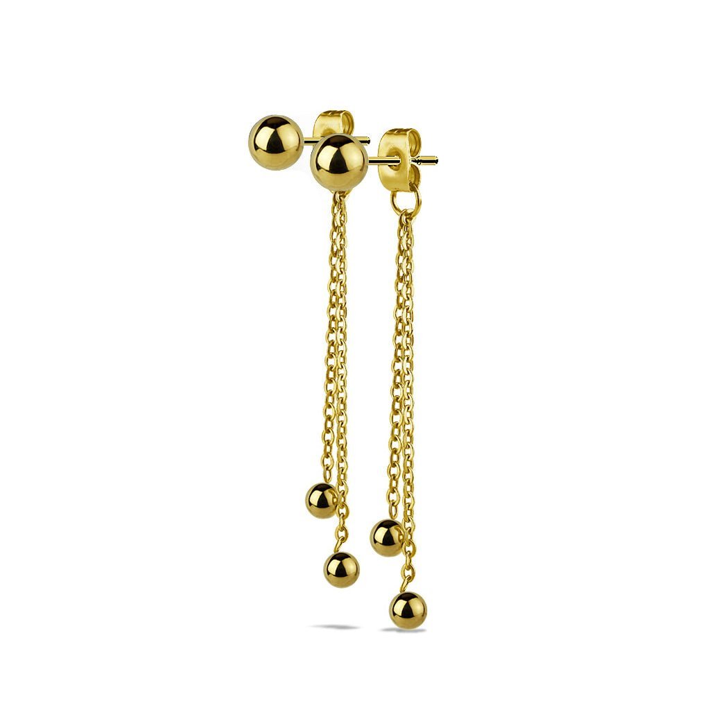 Ball Chain Stud Drop Earrings - SkinKandy | Body Jewellery & Piercing Online Australia