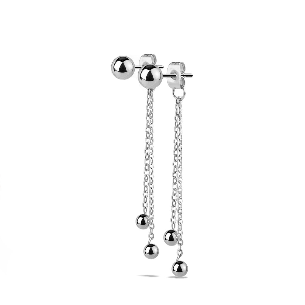 Ball Chain Stud Drop Earrings - SkinKandy | Body Jewellery & Piercing Online Australia
