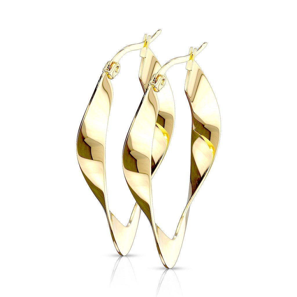 Twisted Oval Hoop Earrings - SkinKandy | Body Jewellery & Piercing Online Australia