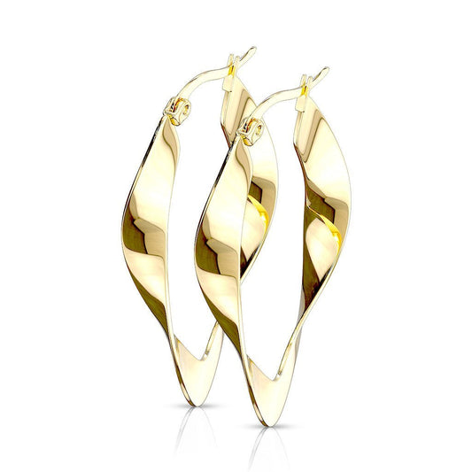 Twisted Oval Hoop Earrings - SkinKandy | Body Jewellery & Piercing Online Australia
