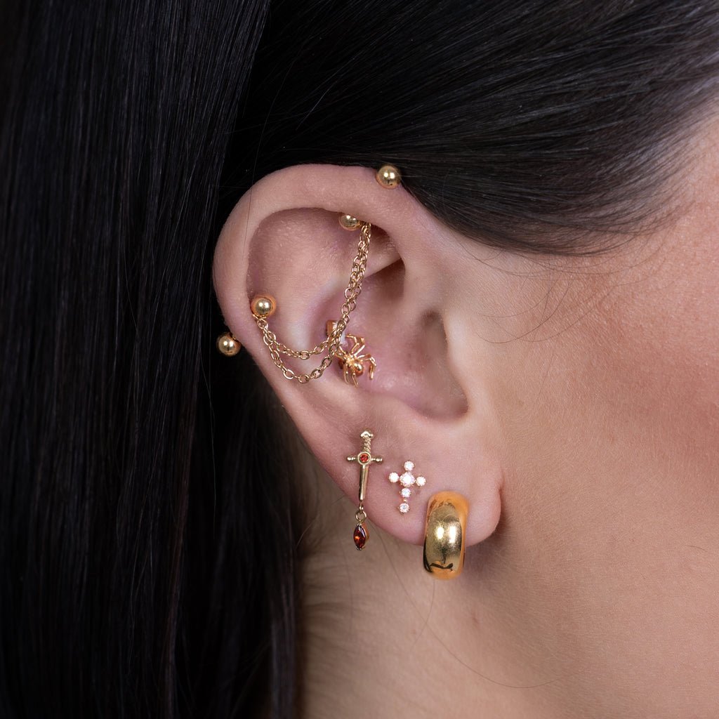 Titanium Externally Threaded Double Bar Industrial Chain Barbell - SkinKandy | Body Jewellery & Piercing Online Australia