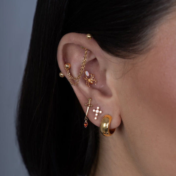 Titanium Internally Threaded Marquis Opalescent Flatback