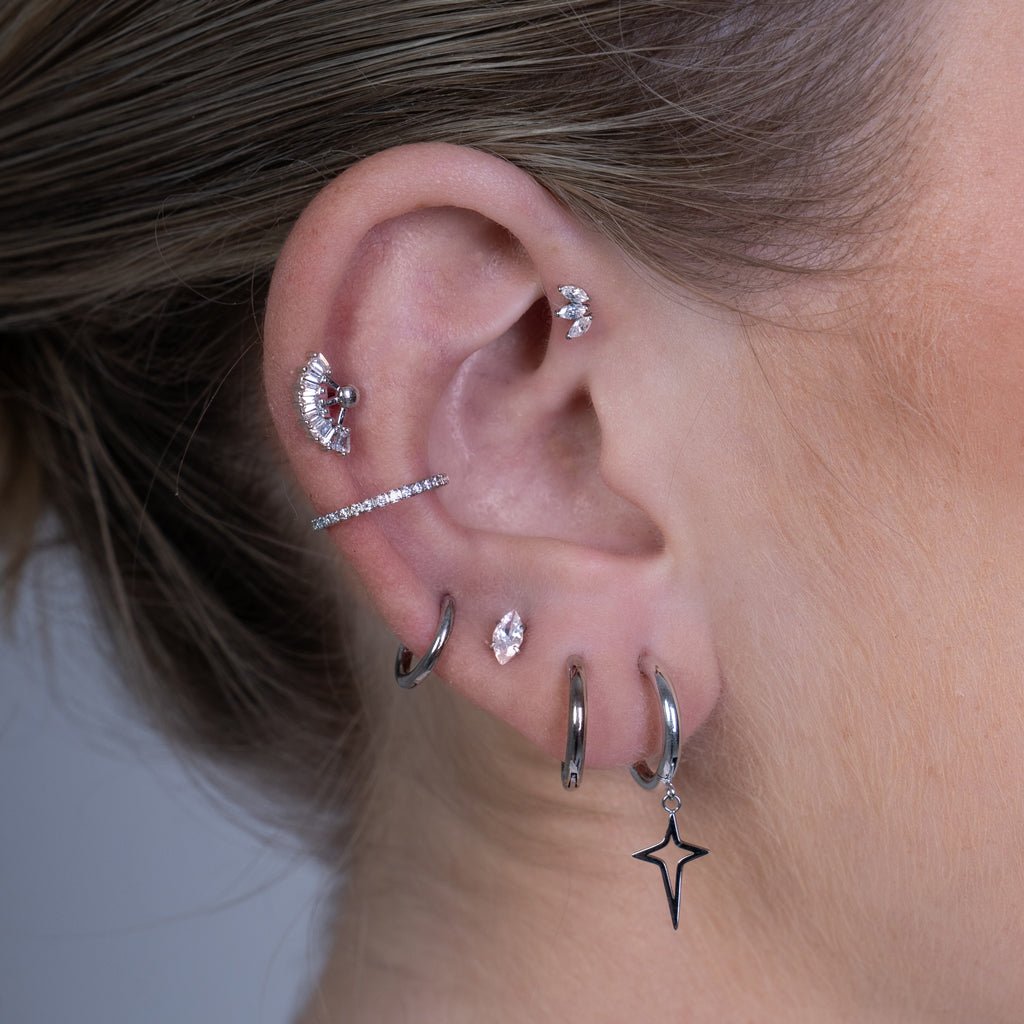 Titanium Internally Threaded Dual Marquis V Shape Cubic Zirconia Flatback - SkinKandy | Body Jewellery & Piercing Online Australia