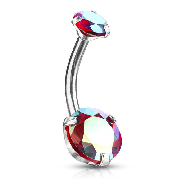 Aurora Borealis Tinted Gem 316L Surgical Steel Belly Bar