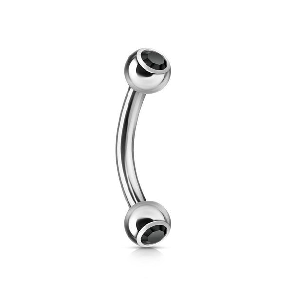 Surgical Steel Curved Barbell with Crystal Ends