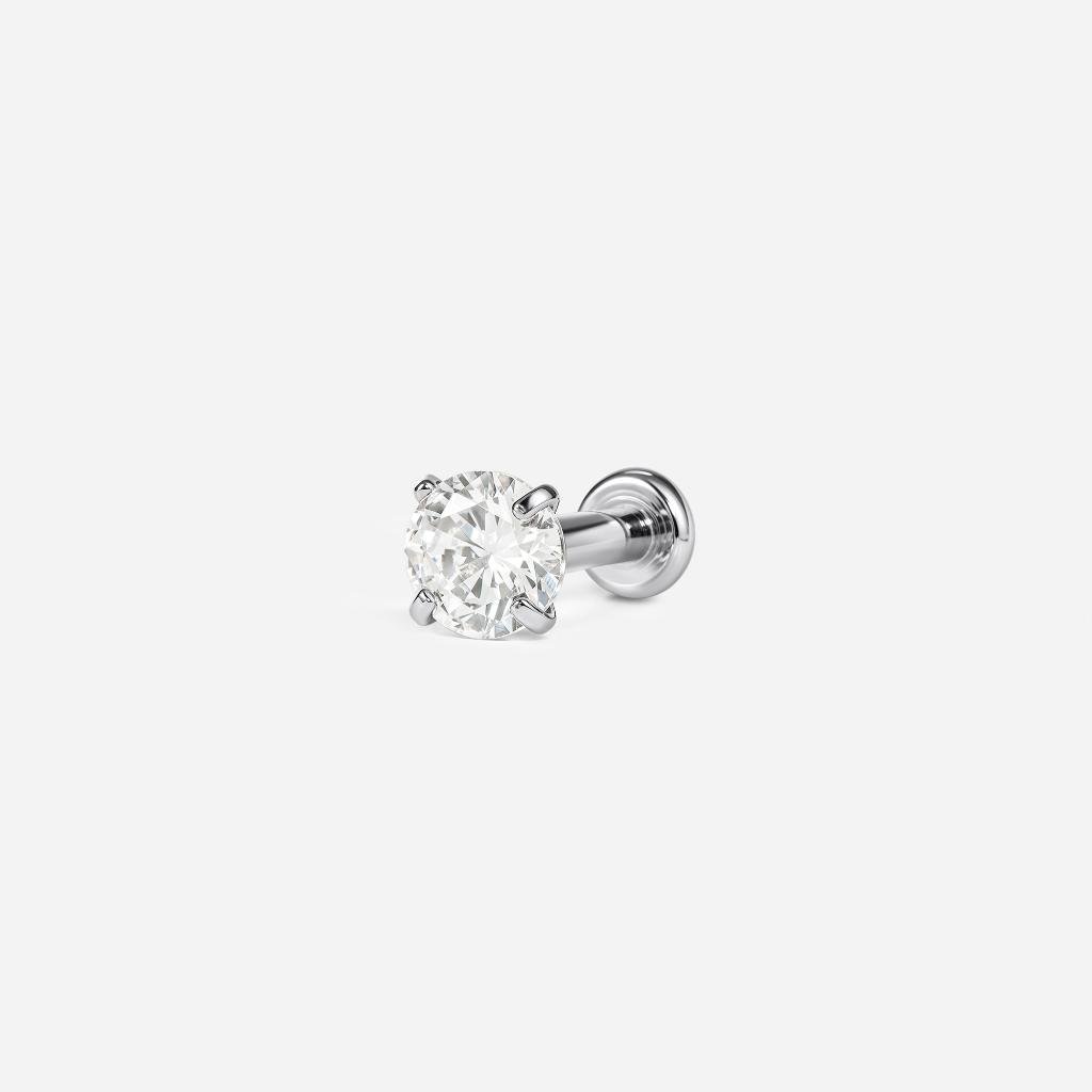 Implant Grade Titanium Internally Threaded Round Cubic Zirconia Nose Flatback