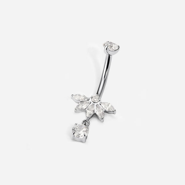 Implant Grade Titanium Marquise Cubic Zirconia Dangle Navel Bar