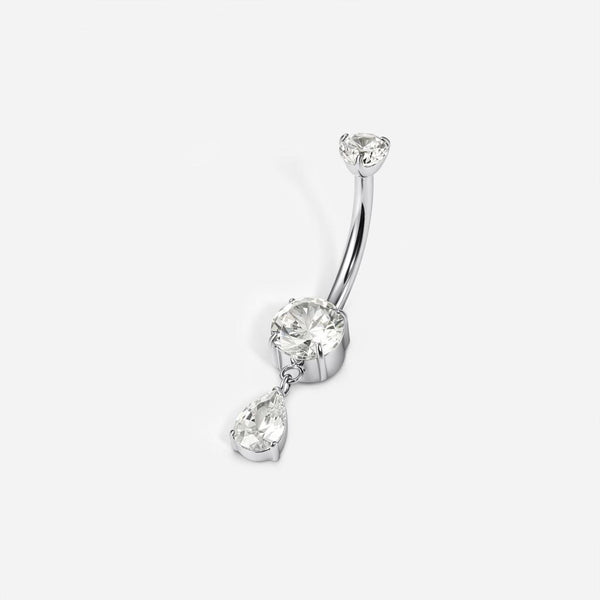 Implant Grade Titanium Round Cubic Zirconia Dangle Navel Bar