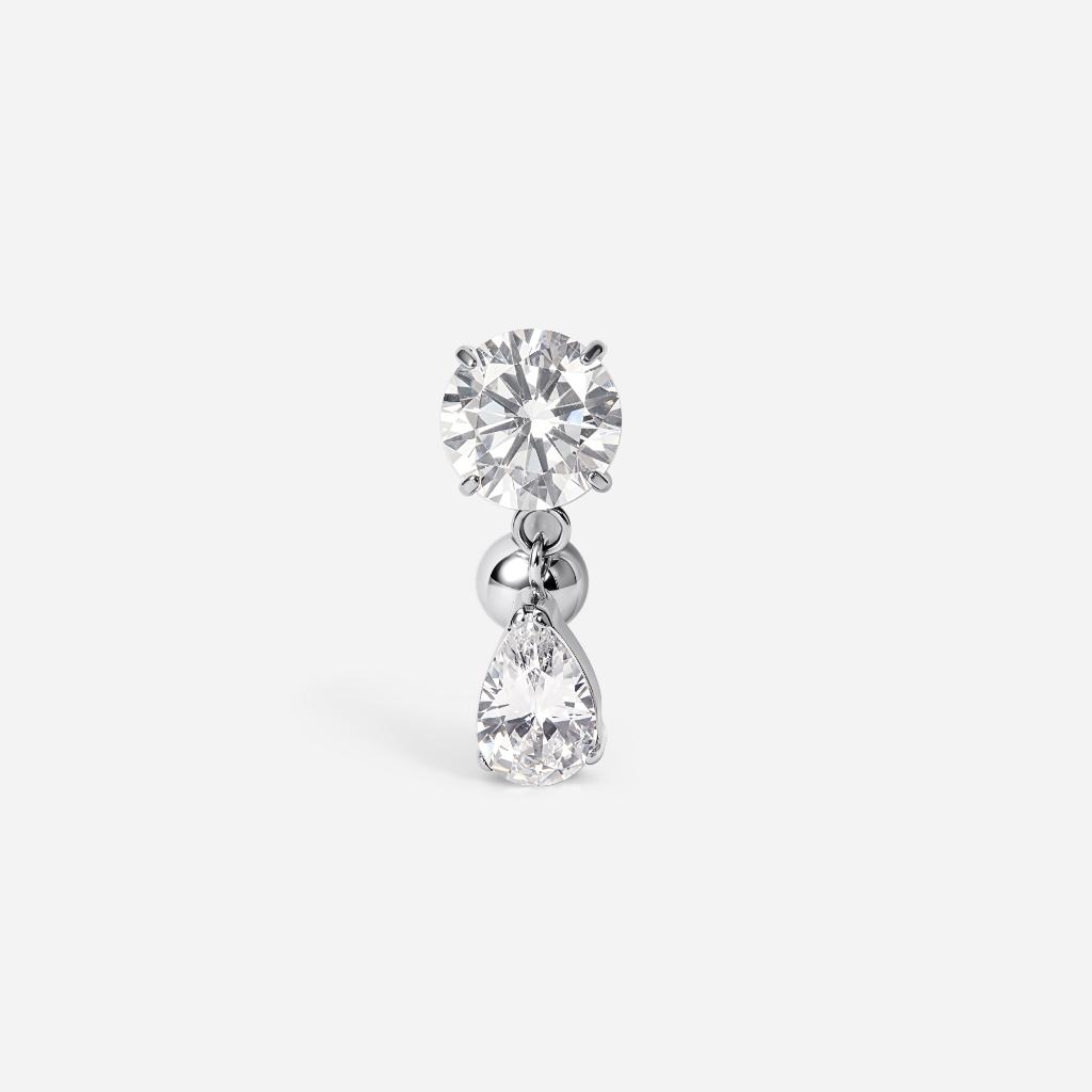 Implant Grade Titanium Round Cubic Zirconia Dangle Floating Navel Bar Piercing