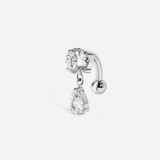 Implant Grade Titanium Round Cubic Zirconia Dangle Floating Navel Bar Piercing