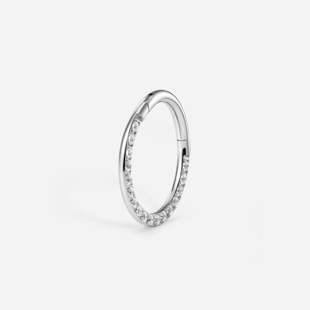Implant Grade Titanium Hinged Front Facing Cubic Zirconia Segment Ring Piercing