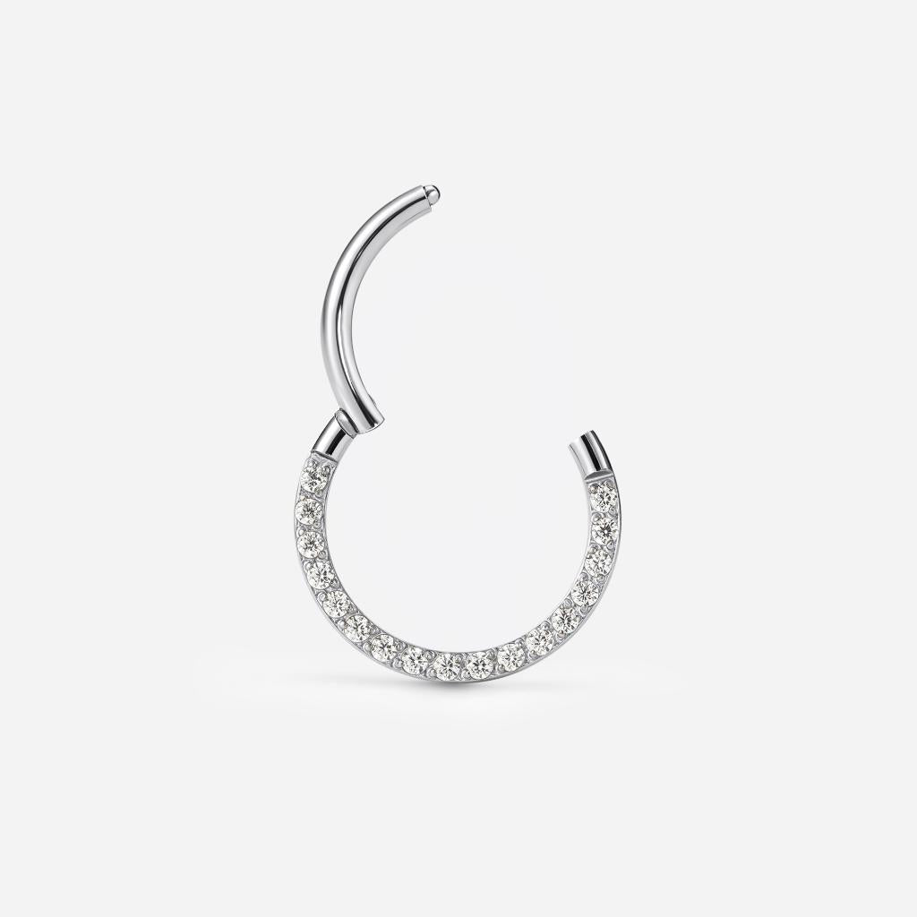 Implant Grade Titanium Hinged Front Facing Cubic Zirconia Segment Ring