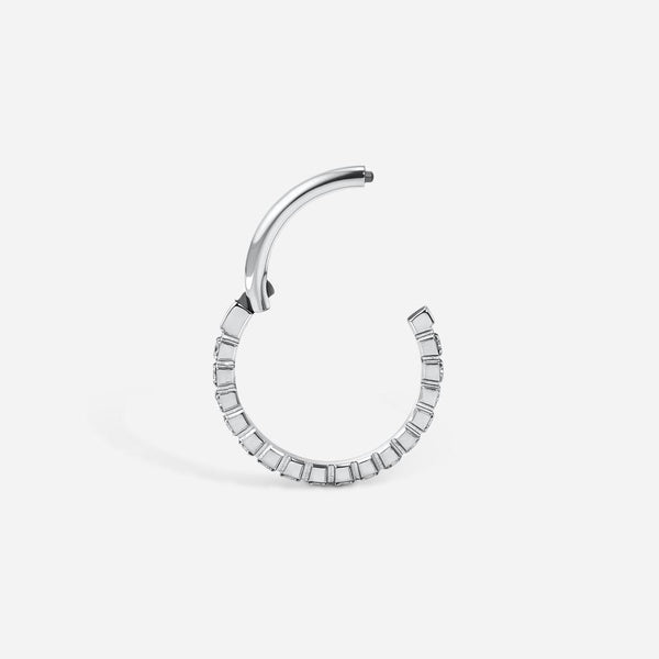 Implant Grade Titanium Hinged Micro Tennis Set Cubic Zirconia Segment Ring