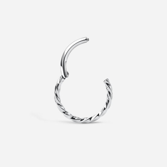 Implant Grade Titanium Hinged Twisted Cord Segment Ring Piercing
