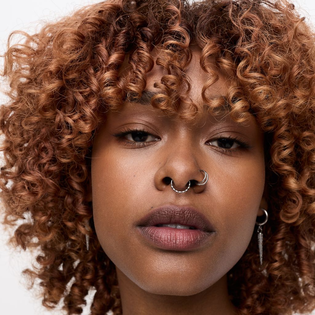 Implant-grade titanium hinged segment septum ring, silver-tone, twisted cord style